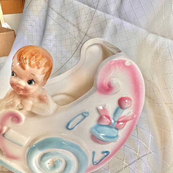 INARCO Vintage Nursery Planter Vase, Trinket Holder Vintage Nursery Decor, - Picture 3 of 10